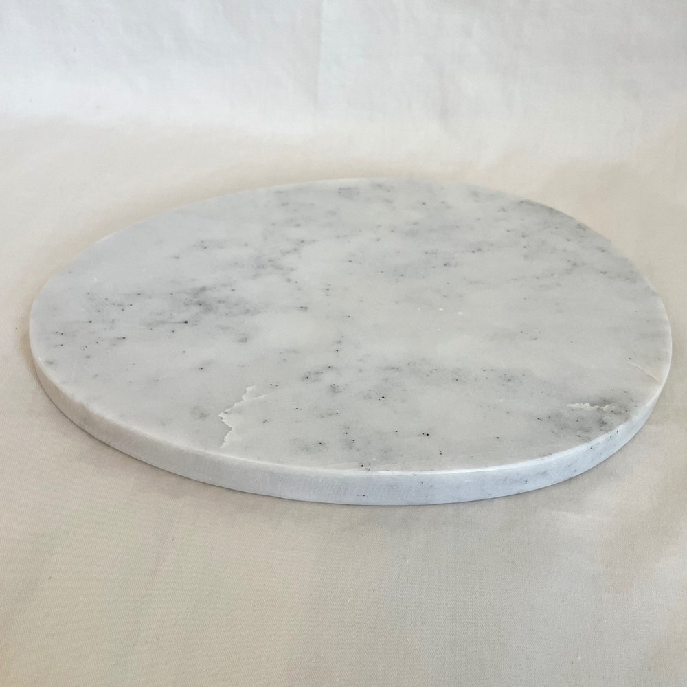 Bullseye's Playground White Marble Egg Shaped Serving Board 9x6.5 Polished Stone